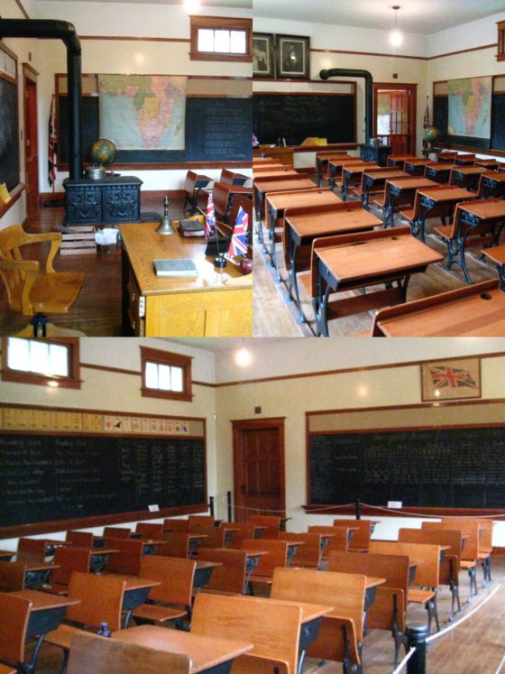 The classroom with photos of King George V and Queen Mary