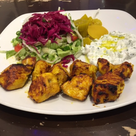 Chicken Tikki Kebab with salad